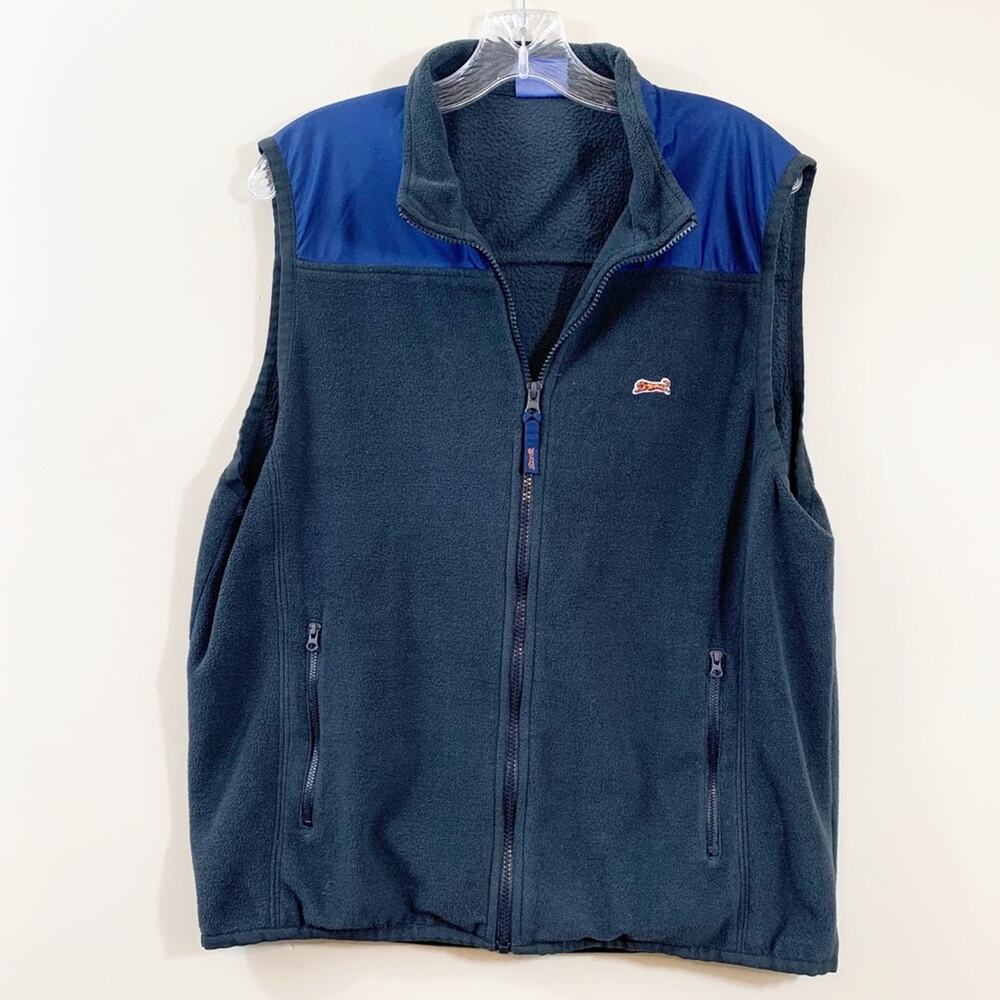 Le Tigre Gray/Navy Fleece Sleeveless Zip-Up Vest